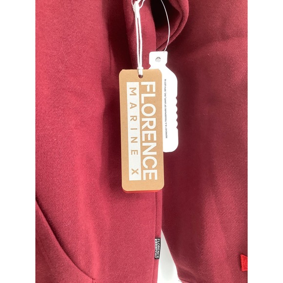 NEW! Florence Marine X Size Small Nui Loa Hoodie Maroon Red Hoodie $85 Organic - Picture 8 of 11